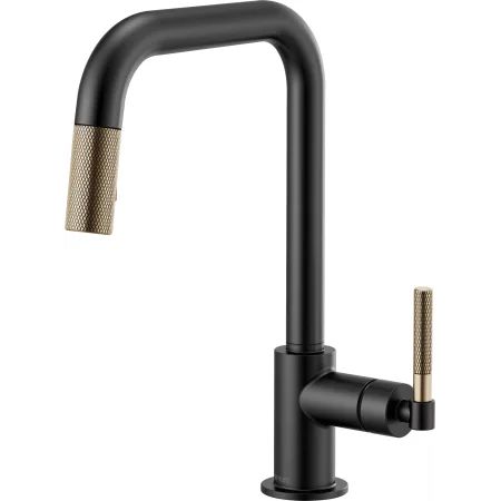 Brizo 63053LF-BLGL Litze Single Handle Square Arc Pull Down Kitchen Faucet with Knurled Handle - ... | Build.com, Inc.