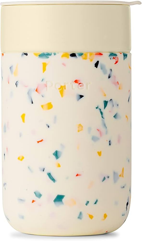 W&P Porter Travel Protective Silicone Sleeve, 16 Ounce Terrazzo Cream, Reusable Cup for Coffee or... | Amazon (US)