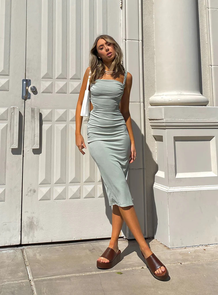 Lainey Midi Dress Sage | Princess Polly US