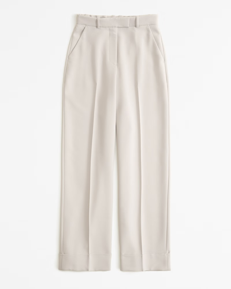 Curve Love Cuffed Hem Tailored Wide Leg Pant | Abercrombie & Fitch (US)