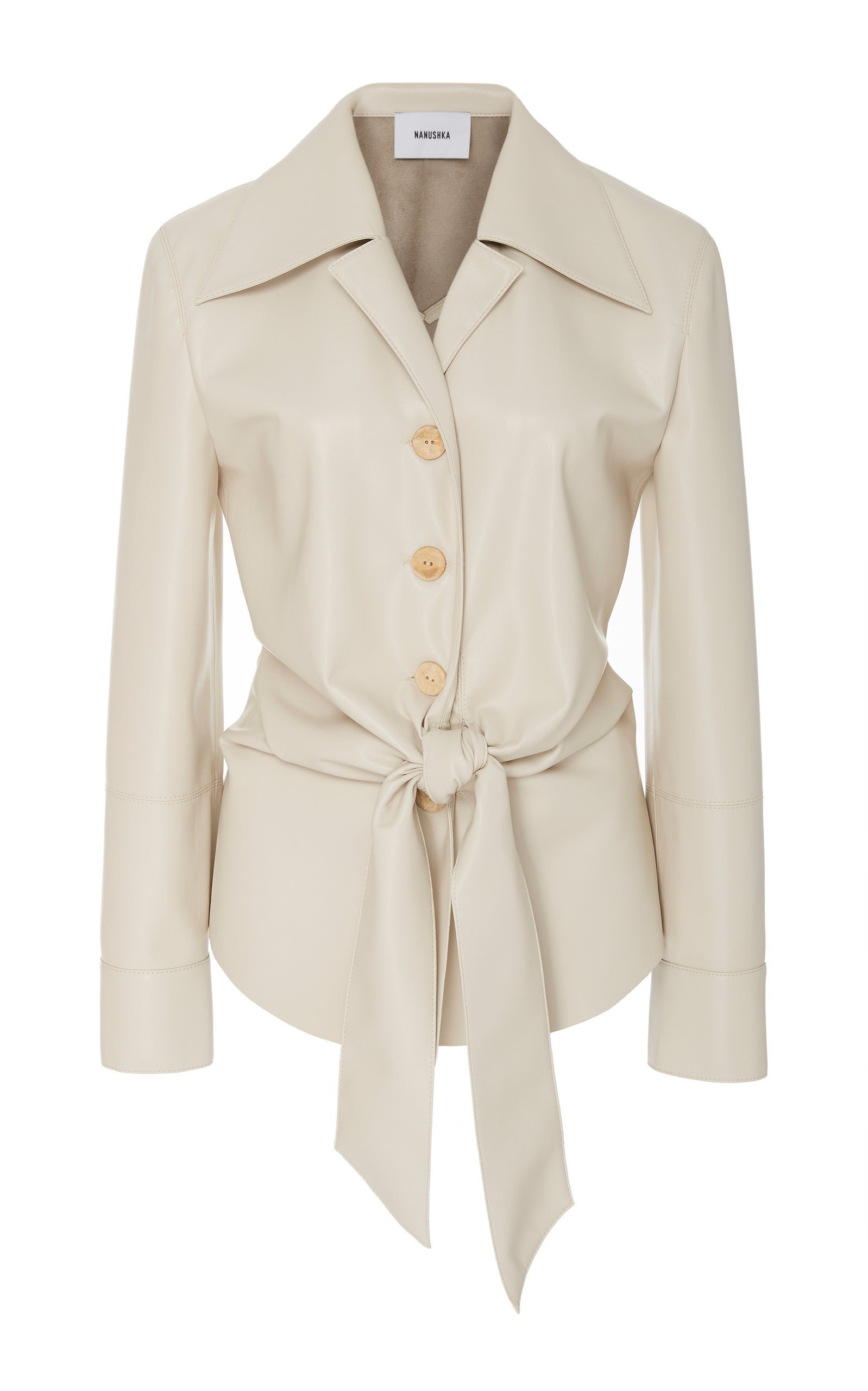 Poppy Tie-Front Vegan Leather Top by Nanushka | Moda Operandi | Moda Operandi Global