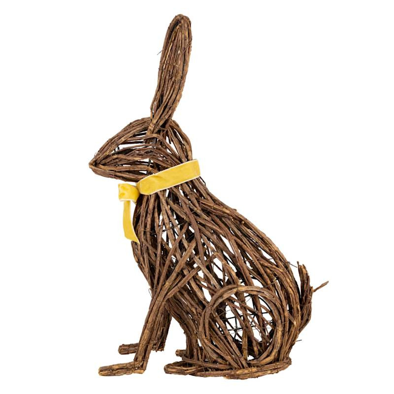 Brown Rattan Easter Rabbit with Bow, 17" | At Home