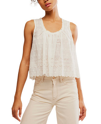 Free People Women's Marina Cotton Eyelet Tank Top  - Macy's | Macy's