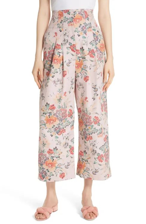 Rebecca Taylor Marlena Floral Crop Pants | Nordstrom