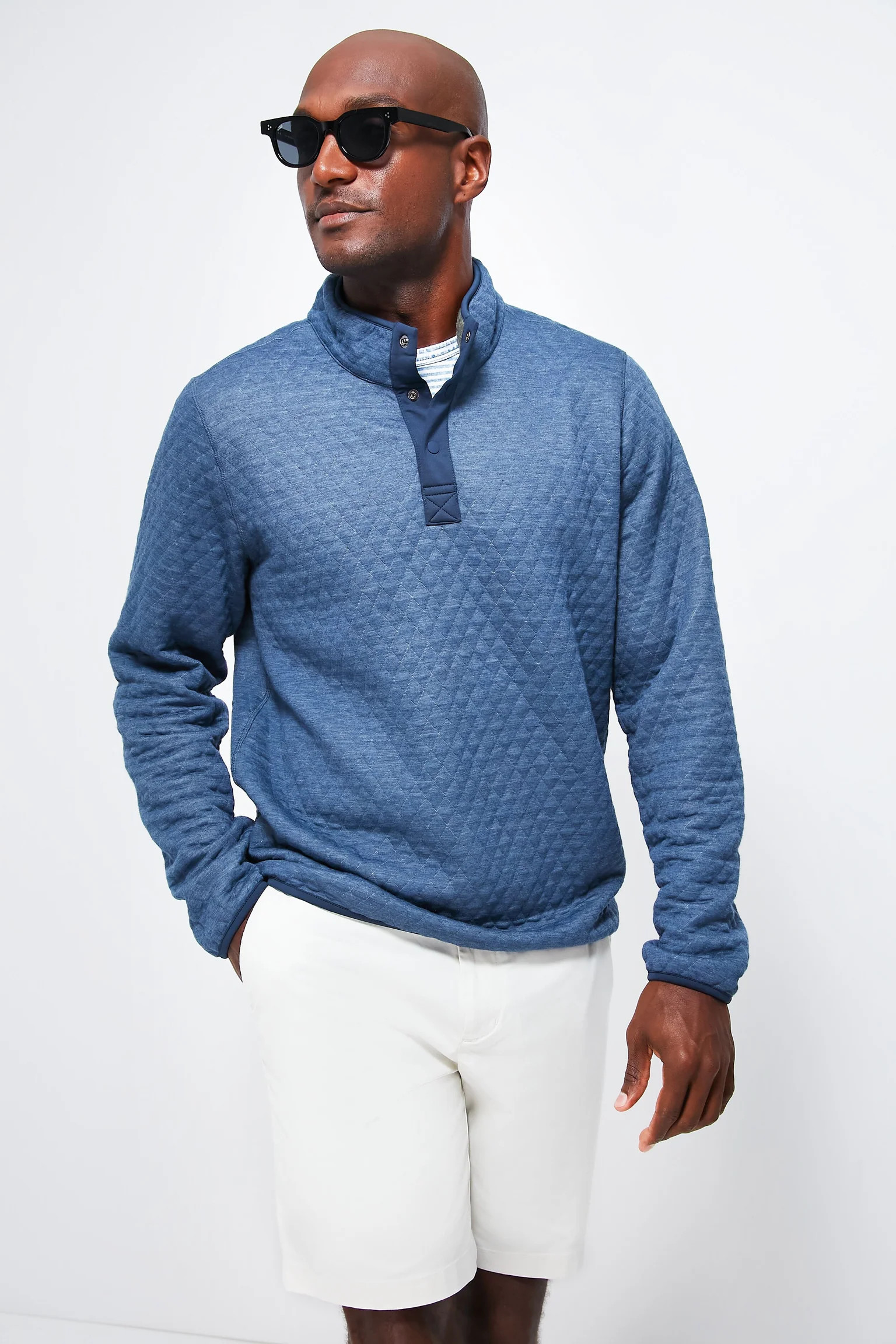 Navy Olive Heather Corbet Reversible Pullover | Tuckernuck (US)