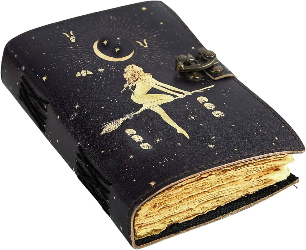 Celestial Sun & moon Handmade vintage leather journal • Deckle edge paper, Blank spell book of ... | Amazon (US)
