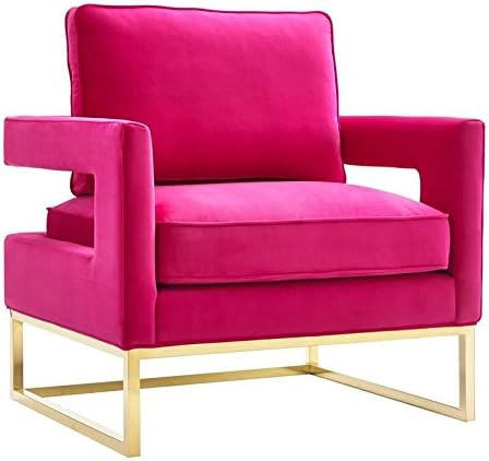 Tov Furniture The Avery Collection Modern Style Living Room Den Velvet Upholstered Armchair with ... | Amazon (US)