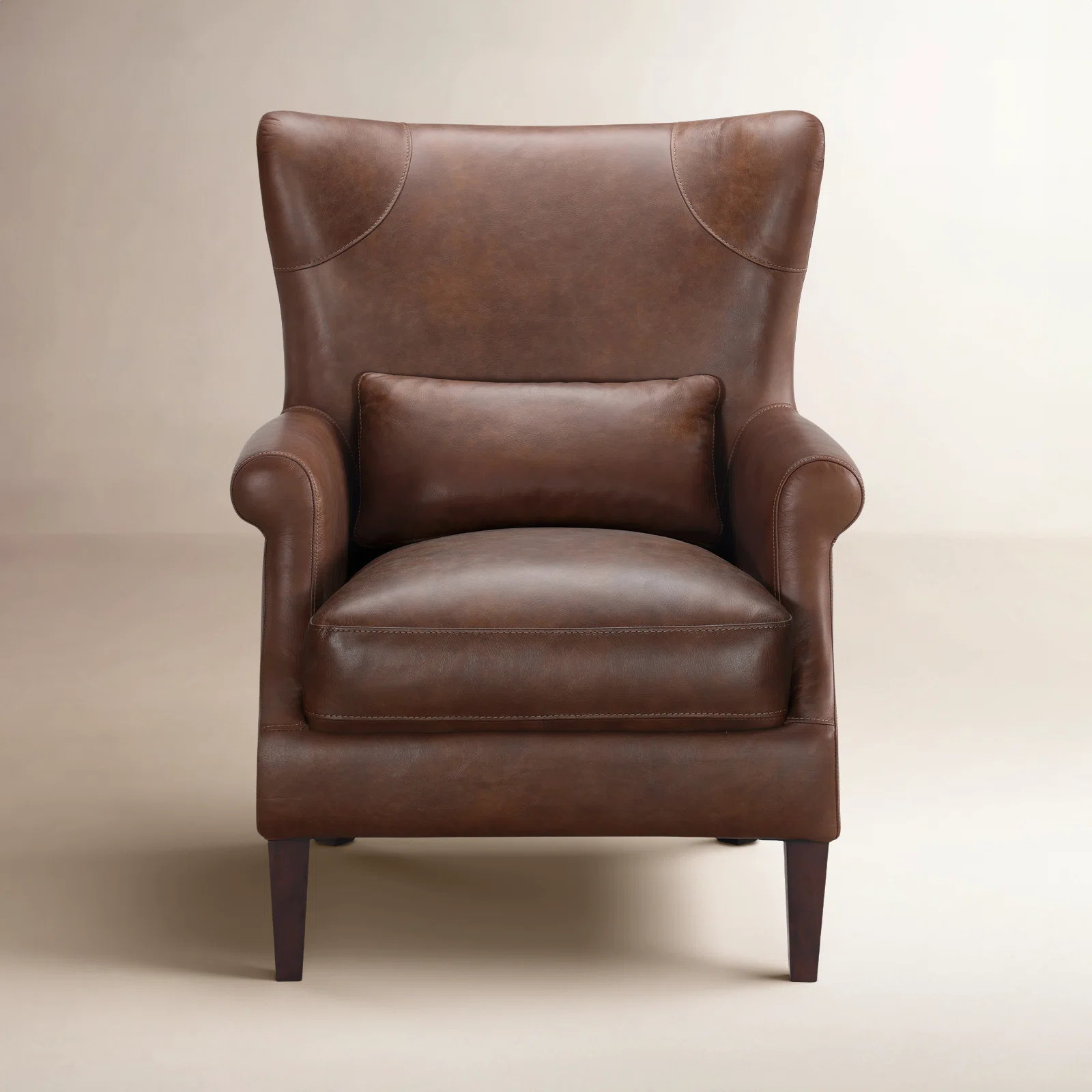 Emerald Top Grain Genuine Leather Wingback Accent Chair | Wayfair North America