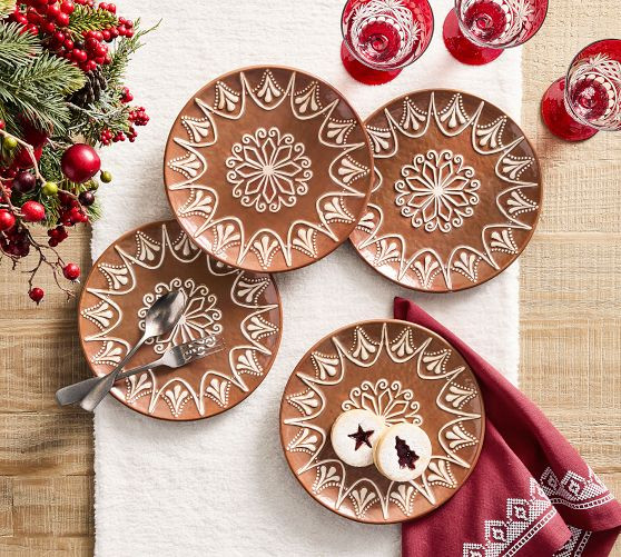 Gingerbread Stoneware Dinner Plates - Set of 4 | Pottery Barn (US)