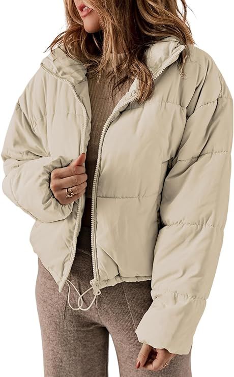 Dokotoo Womens Winter Quilted Jackets Long Sleeve Full Zip Puffer Jacket Coats with Pockets | Amazon (CA)