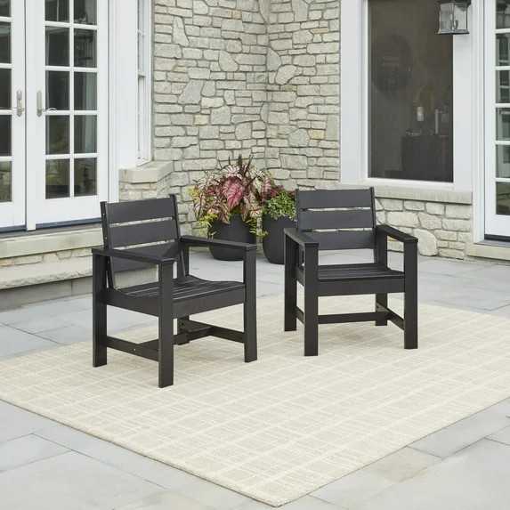 Better Homes & Gardens Ezra Outdoor HDPE Dining Chair, 2-Pack, Black | Walmart (US)