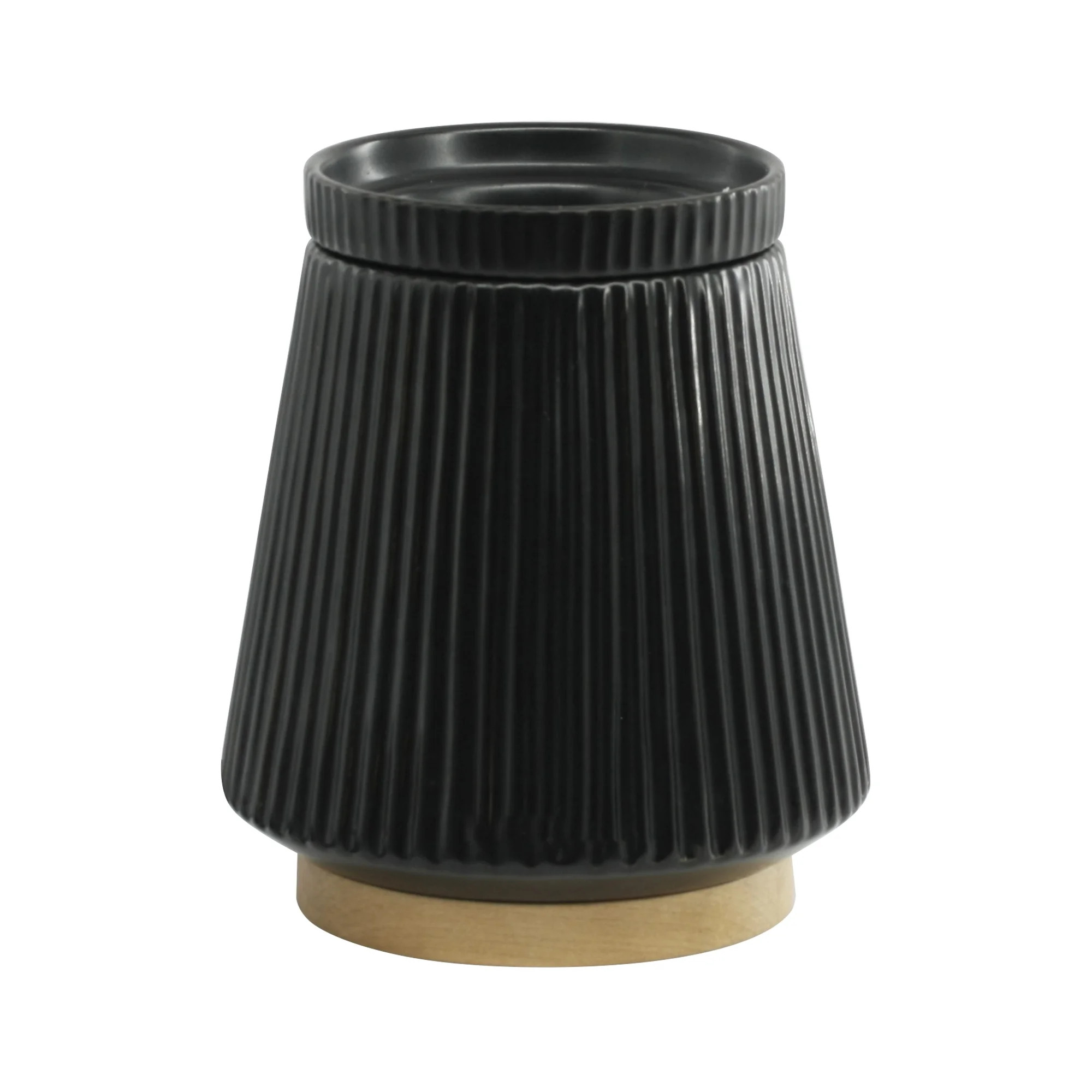 Better Homes & Gardens Electric Black Ribbed Ceramic Wax Warmer With Wood Base, Single Pack - Wal... | Walmart (US)