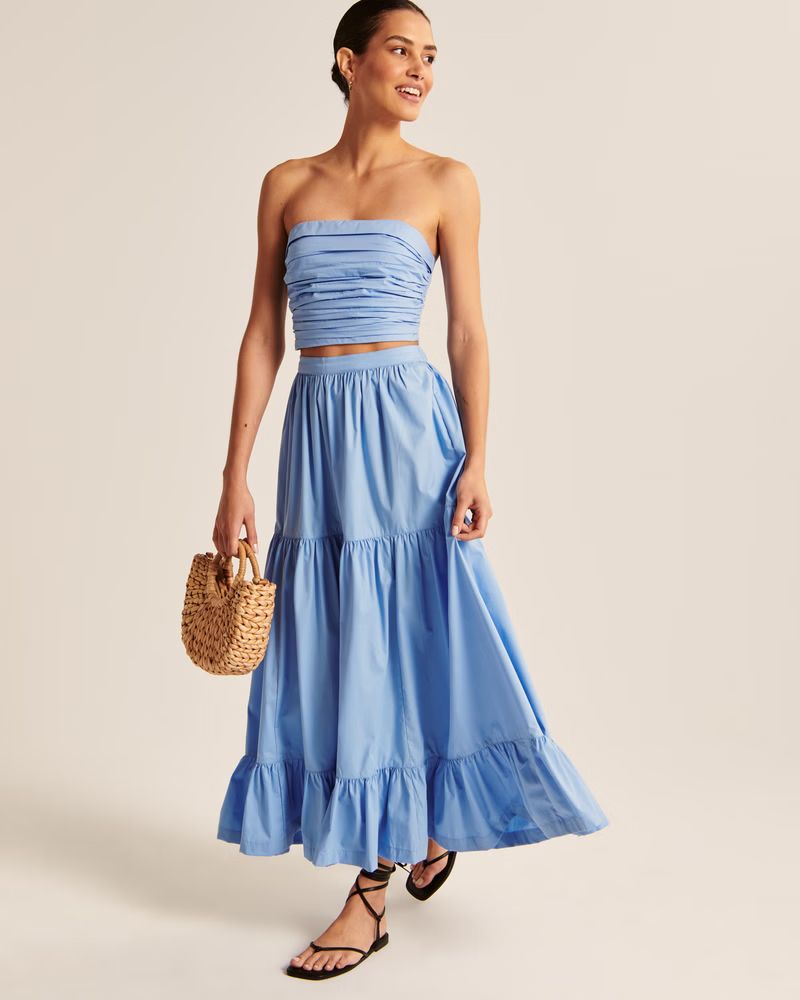 Women's Resort Tiered Poplin Maxi Skirt | Women's Bottoms | Abercrombie.com | Abercrombie & Fitch (US)