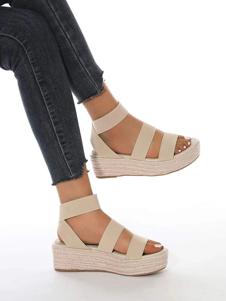 Espadrille Sole Strap Wedge Sandals | SHEIN