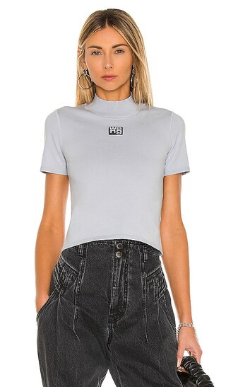 Foundation Bodycon Short Sleeve Mock Neck Top in Xenon Blue | Revolve Clothing (Global)
