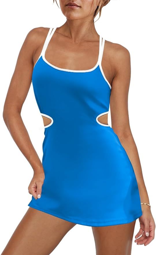 LAMISSCHE Womens Tennis Dress Built in Bra and Shorts Athletic Golf Mini Dress Backless Cut Out O... | Amazon (US)