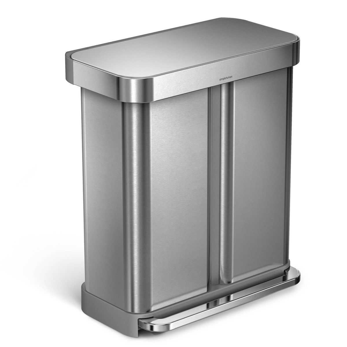 simplehuman Stainless Steel 58L Rectangular Recycling Step Trash Can Brushed Silver | Target