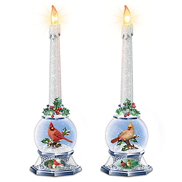James Hautman Merry Messengers Sculpted Songbird Candle Set | Bradford Exchange