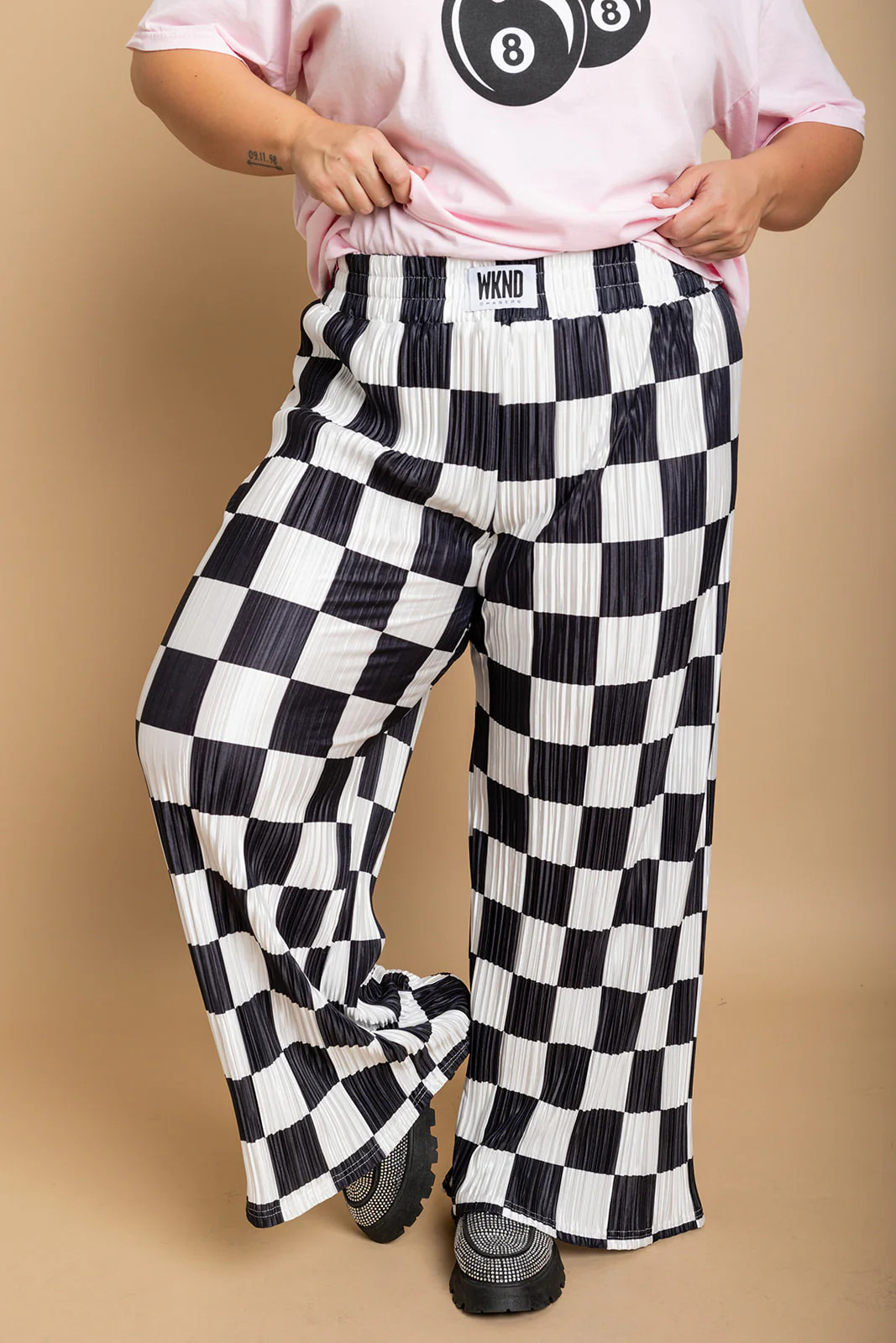 Checkered Plisse Pants - Black | WKNDchasers