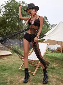 Star Print Mesh Cover Up | SHEIN