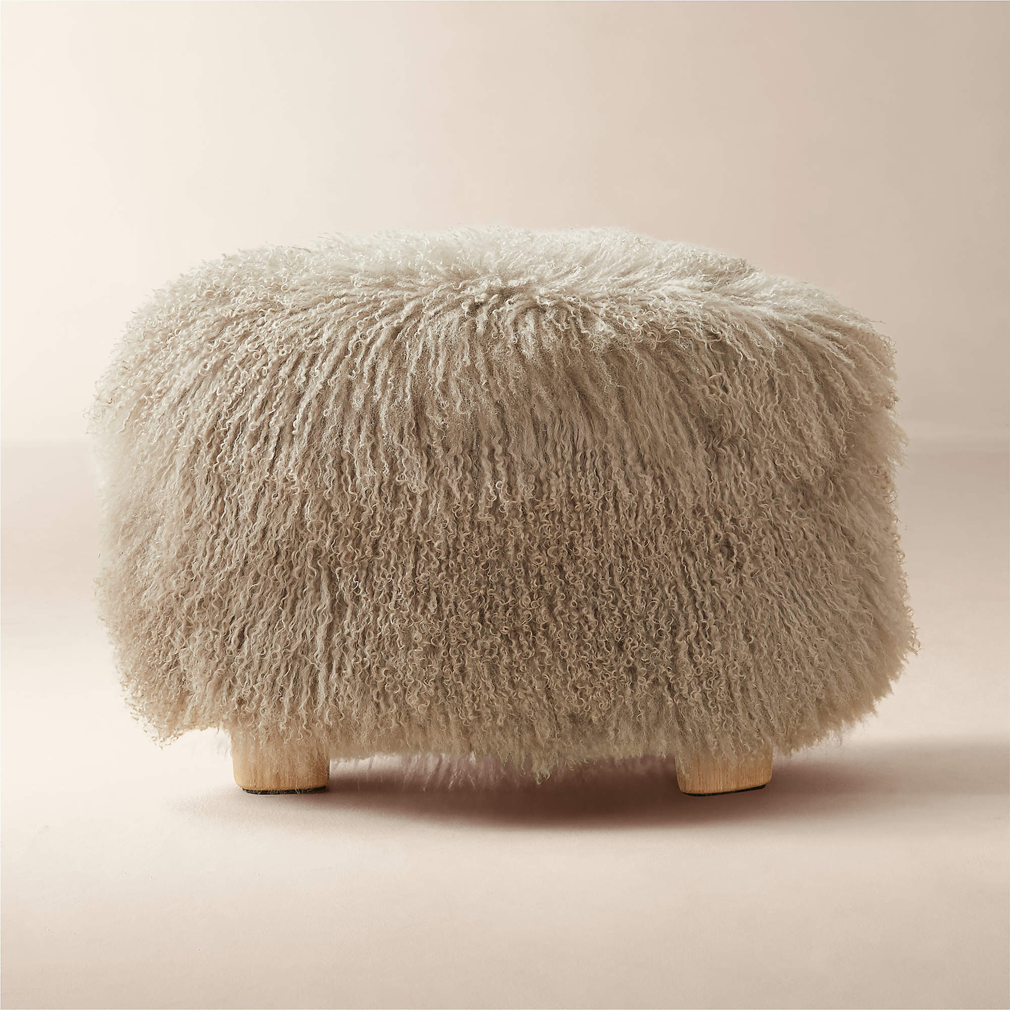 Bozzi Mongolian Sheepskin Ottoman + Reviews | CB2 | CB2