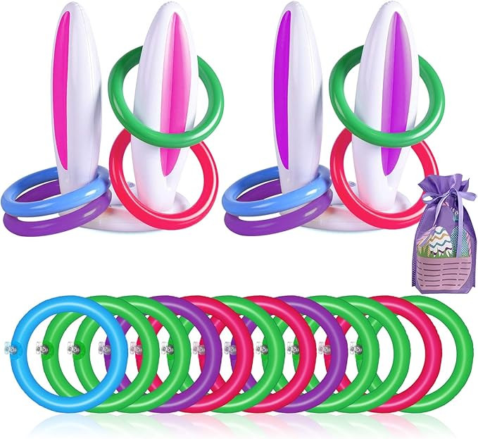 PTFNY Inflatable Bunny Rabbit Ears Ring Toss Game with Rings Easter Party Games for Party Supplie... | Amazon (US)