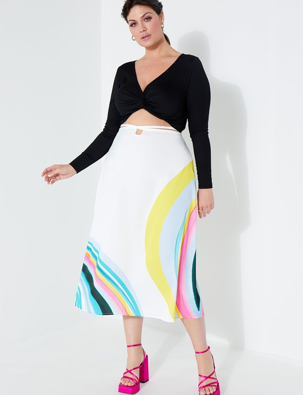 Tie Waist Satin Skirt | Women's Plus Size Skirts | ELOQUII | Eloquii