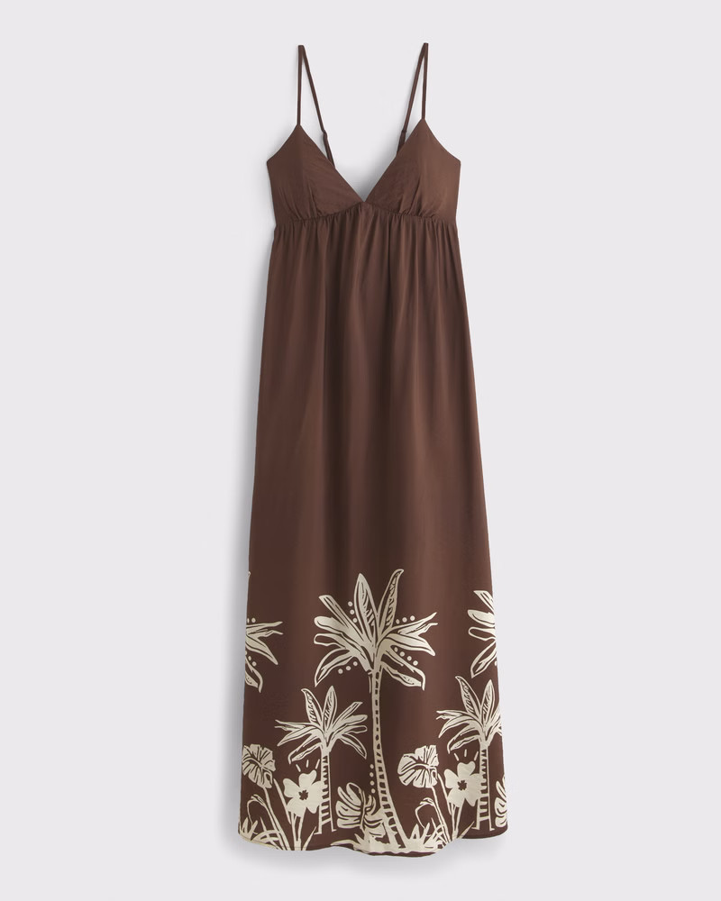 Abercrombie & Fitch Women's Bra-Free Clasp-Back Flowy Maxi Dress in Brown - Size XXS | Abercrombie & Fitch (US)