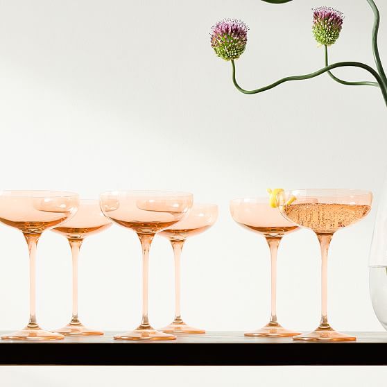 Estelle Colored Champagne Coupe Glass, Blush Pink, Set of 6 | West Elm (US)