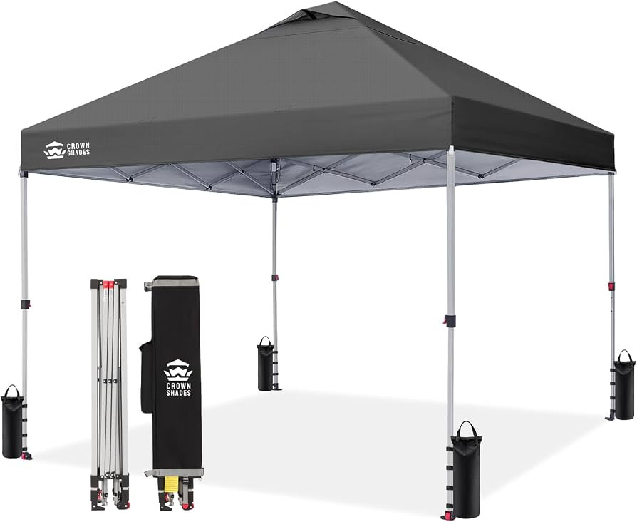 CROWN SHADES 10x10 Pop Up Canopy - Beach Tent with CenterLok One Push Setup - Easy Outdoor Sun Sh... | Amazon (US)