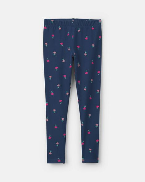 Girls Floral Pull-On Stretch Leggings - Navy Blue | Carter's Inc