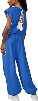 LAMISSCHE Womens Oversized Wide Leg Jumpsuit with Pockets Elastic Waist Workout Onesie Romper Ope... | Amazon (US)