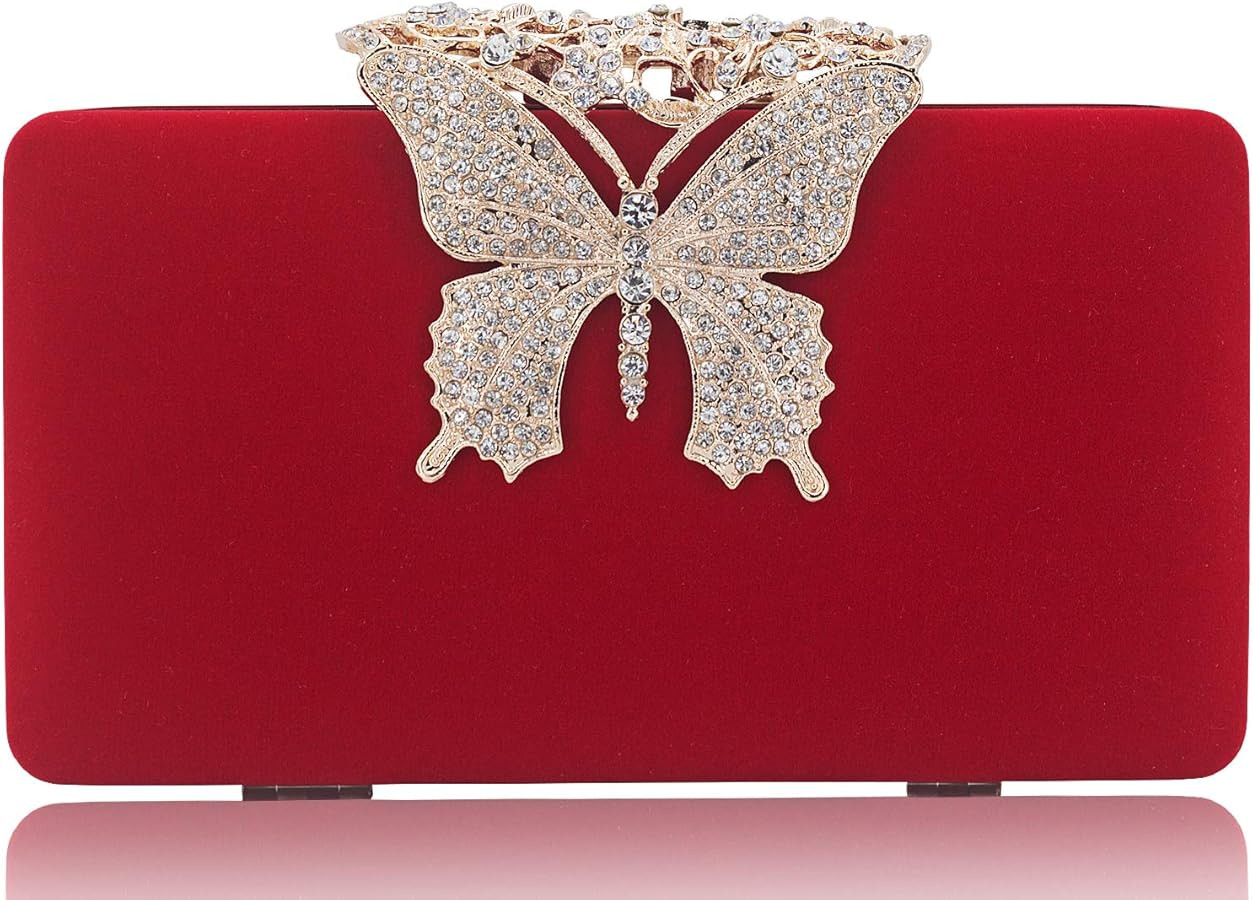 Dexmay Rhinestone Clutch Bag with Crystal Butterfly Clasp Women Evening Handbag Formal Party Purs... | Amazon (US)
