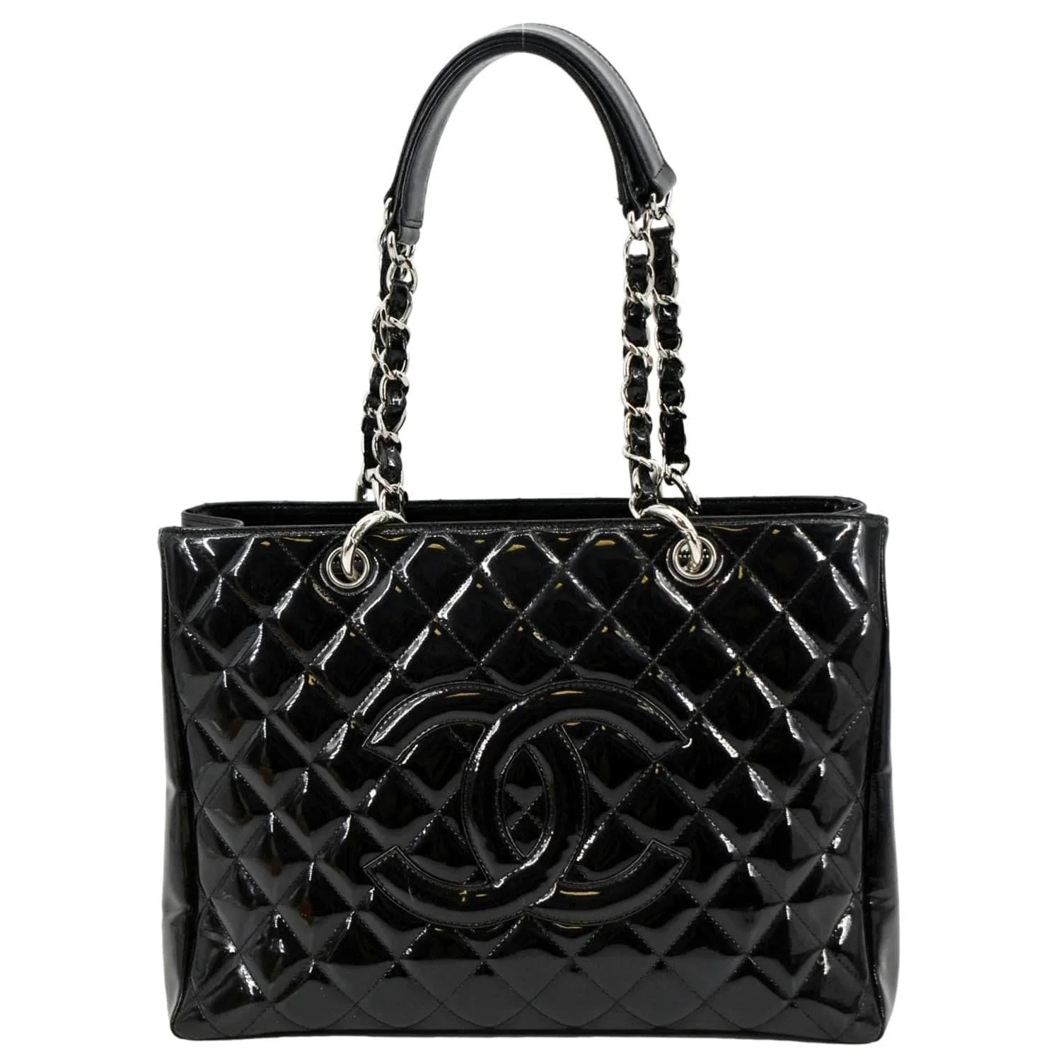 Pre-Owned CHANEL Grand Shopping Patent Leather GST Tote Bag Black - Walmart.com | Walmart (US)