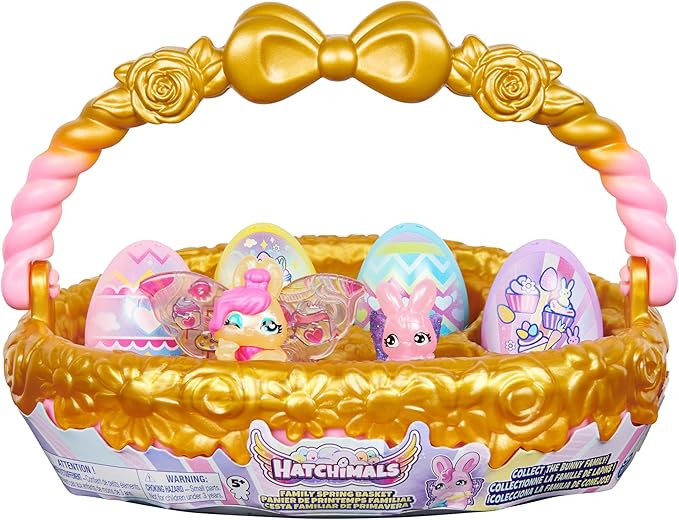 Hatchimals CollEGGtibles, Bunny Family Spring Basket Toy (Gold/Pink) with 6 Characters, Easter Ba... | Amazon (US)