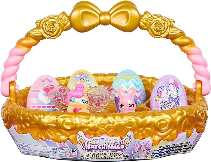 Hatchimals CollEGGtibles, Bunny Family Spring Basket Toy (Gold/Pink) with 6 Characters, Easter Ba... | Amazon (US)