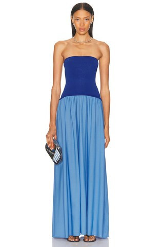 Solid & Striped The Strapless Soglio Dress in Blue | FWRD 