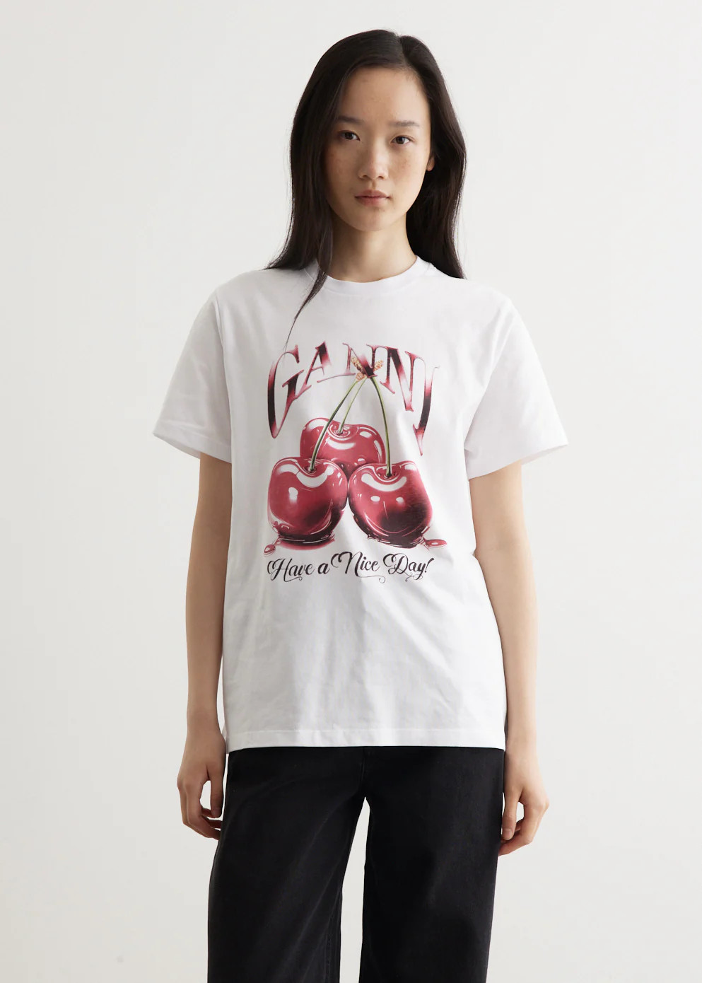 Basic Jersey Cherry Relaxed T-Shirt | Incu