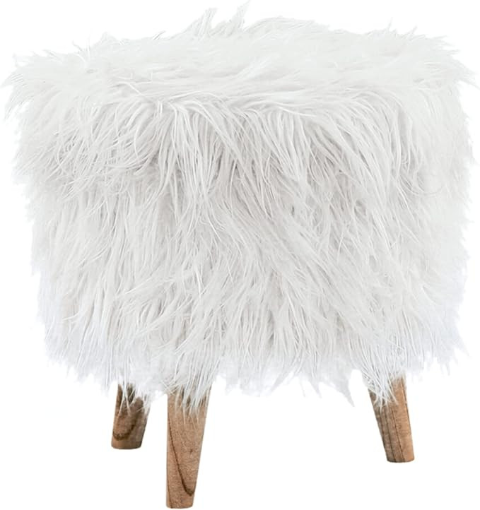 Signature Design by Ashley Elson Modern Chic Faux Fur Storage Ottoman, White | Amazon (US)