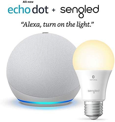 All-new Echo Dot (4th Gen) - Glacier White - bundle with Sengled Bluetooth bulb | Amazon (US)