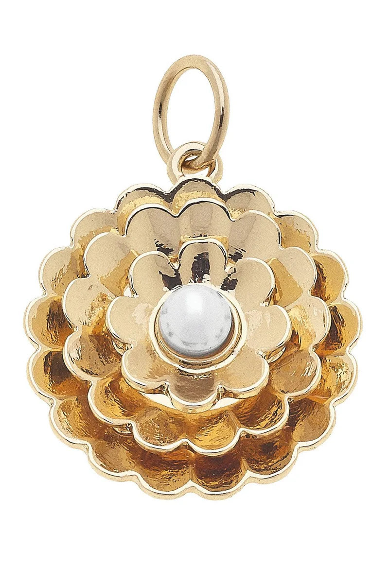 Zinnia Flower Charm in Shiny Gold | CANVAS