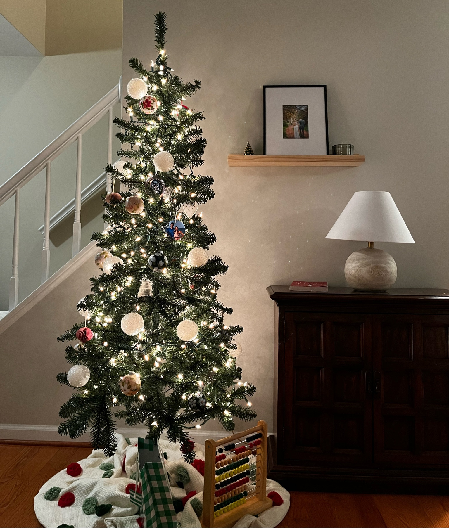 The cutest little tree for small spaces 🎄 We bought this on sale at walmart for like $15 🫶🏼

Ornaments are collected and many are from target.

#LTKHoliday #LTKhome #LTKSeasonal