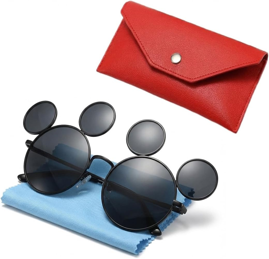 Mouse Ears Sunglasses for Women Men Retro Black Round Sun Glasses UV Protection Glasses for Cospl... | Amazon (US)