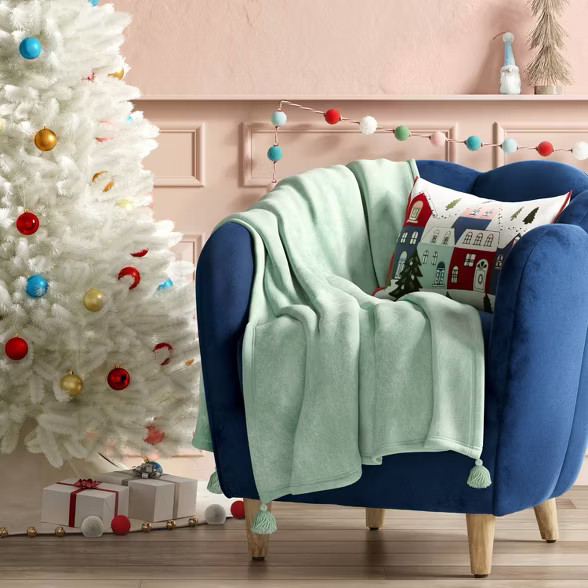 Solid Plush Throw Blanket with Yarn Tassels - Opalhouse™ | Target