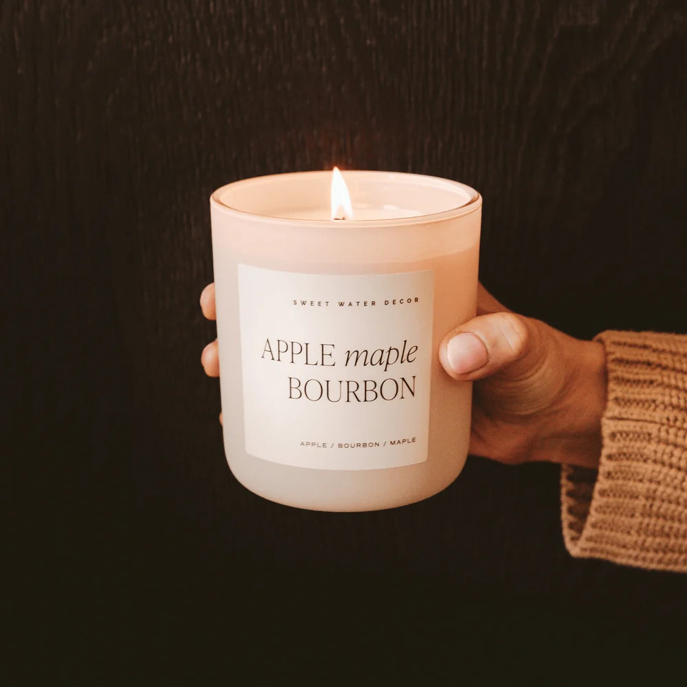 Apple Maple Bourbon 15oz. Non-Toxic Soy Candle | Autumn Scents for Home | Sweet Water Decor, LLC