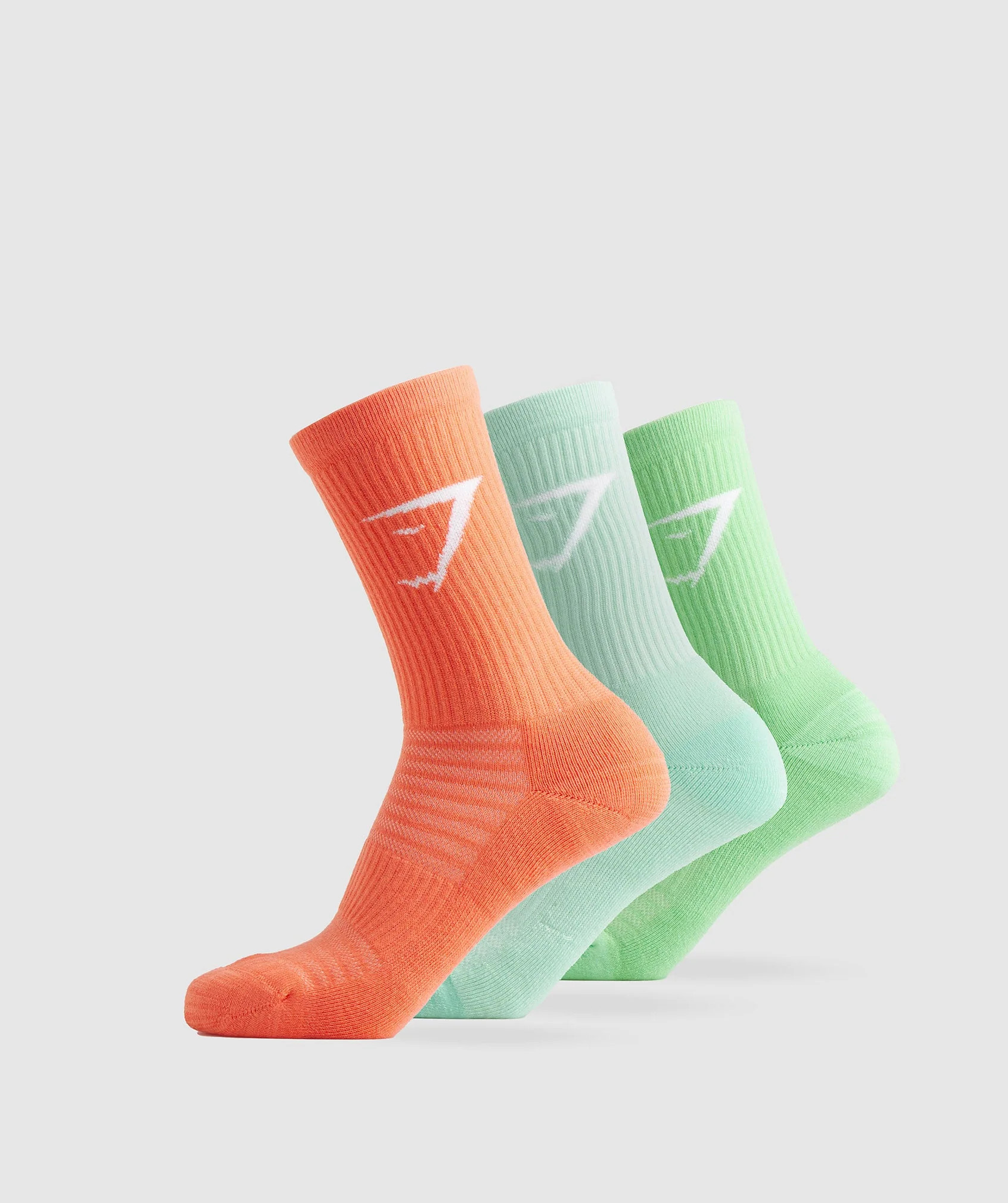 Gymshark Crew Socks 3pk - Orange/Pool Blue/Iris Green | Gymshark US