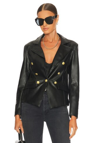 Central Park West Nico Faux Leather Blazer in Black from Revolve.com | Revolve Clothing (Global)