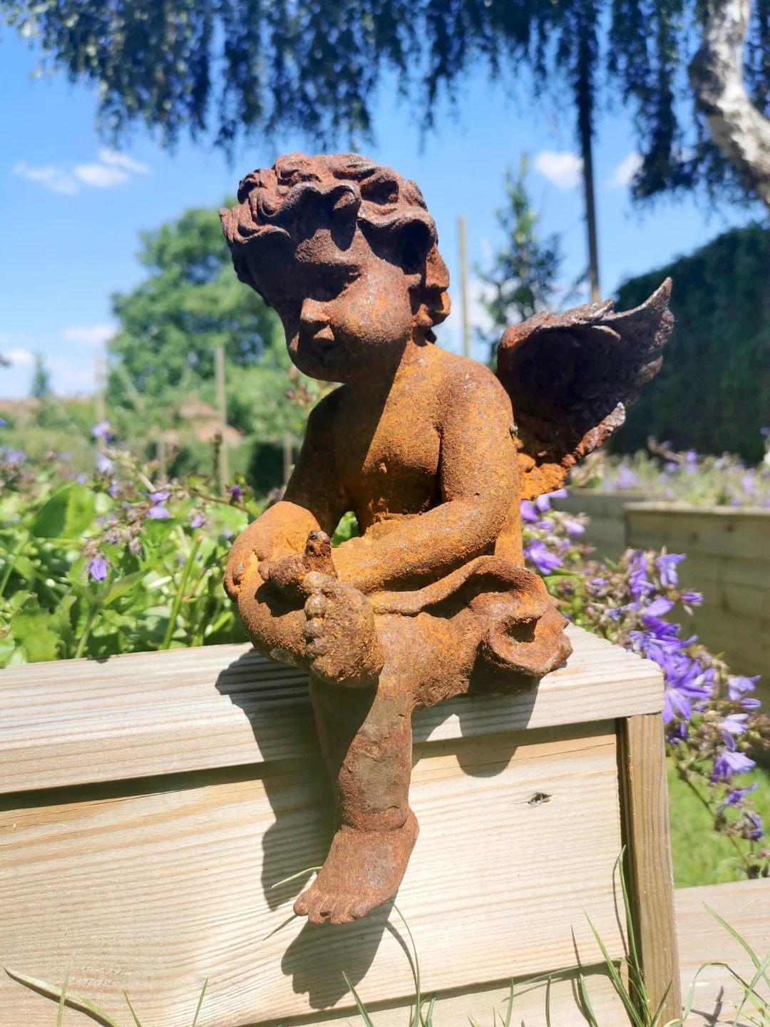 Antique Garden Sculpture of an Angel boy Sitting Model - Etsy | Etsy (US)