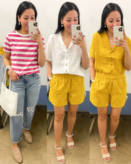 Size small tee (bought the XS)
Size XS button down tops
Size small pull on shorts
Size 2 boyfriend jeans (size down if in between)
Shoes are true to style 

Old Navy fashion
Old Navy spring finds
#oldnavystyle
#oldnavyfinds
#oldnavyfashion

#LTKsalealert #LTKover40 #LTKfindsunder50