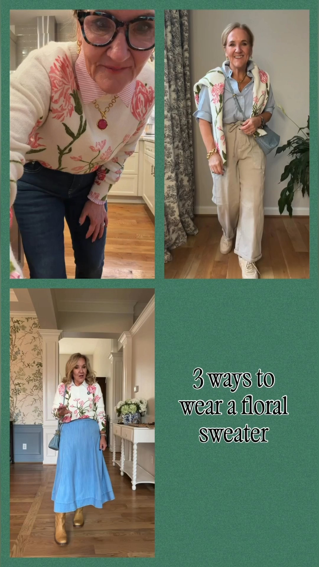 The prettiest sweater to wear now size medium
Spanx denim medium petite I usually wear a size 8 make sure you lean on the side of sizing up on these
Pink strip, striped blouse, size medium
Chambray denim skirt size 8
Anthropologie blue Oxford blouse size small it does run big
Allie & Bess 25% off code NANETTE25

#LTKOver40 #LTKPetite #LTKSeasonal